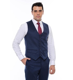 8 Düğmeli Düz Lavcivert Erkek Yelek - Wessi (Lacivert)