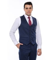 8 Düğmeli Düz Lavcivert Erkek Yelek - Wessi (Lacivert)