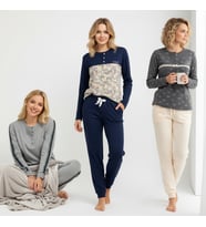 Kadın Pamuklu 3 Adet 2'li Pijama Takımı BB2216
