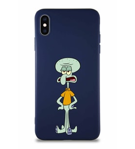 Apple iPhone XS Max Soft Premier Kapak Squidward Dokunaç Tasarımlı Silikon Kılıf - Lacivert (Şeffaf)