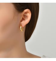 DKMN Gümüş Büyük Köşeli Daire Küpe Unisex Gümüş Küpe (Gold)