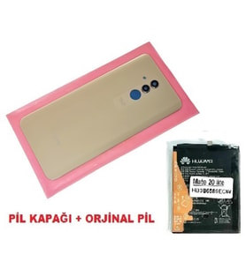 Huawei Uyumlu MATE 20 Lite Arka Pil Batarya Kapağı + PİL (LENSLİ CAM) GOLD
