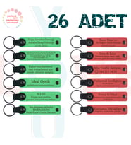 F Yeşili & Nar Çiçeği, Doğa Turu Ekibine Özel Sürpriz, 26’lı Set, İsim Yazılabilen Deri Anahtarlık