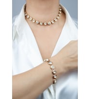 Kristal Taşlı Bronz Kolye Bileklik Set