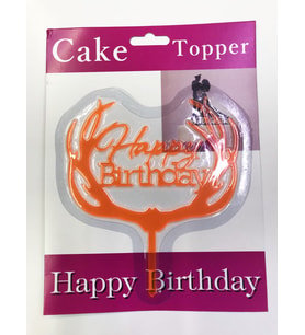 Happy Birthday Yazılı Turuncu Dallı Pasta Kek Çubuğu