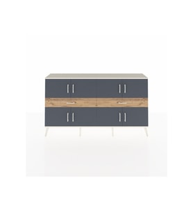 Arges Konsol 4 Raflı 2 Çekmeceli 8 Kapaklı 176x30x99 Aytaşı-Antrasit/Çam