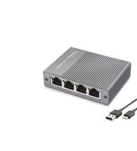 Gigabit Ethernet Switch 5 Port Type C Güç Girişli Gri HDX1414
