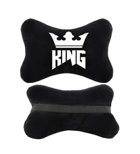 King Logolu Siyah Ortopedik Oto Boyun Yastığı Koltuk Yastığı Boyun Yastığı Papyon Yastık 2 Adet