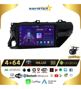 Toyota Hilux 2015-2020 Model 4GB + 64GB Android 13 Kablosuz Carplay Navigasyon Multimedya Sistemi