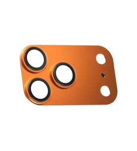 iPhone 17 Pro / 17 Pro Max Safir Kamera Lens Koruyucu Metal Kamera Çerçeveli Tam Koruma (Turuncu)