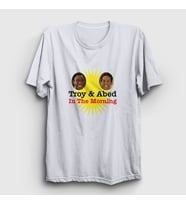 Presmono Unisex Beyaz Logo Troy And Abed In The Morning T-Shirt 361023tt