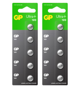 Batteries 189 Ultra Plus Lr54/189/V10Ga Boy lin Düğme Pil, 1.5 Volt, 2 Kart, 10 Adet Pil