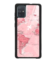 Samsung A71 Uyumlu Pembe Harita Tasarımlı Glossy Telefon Kılıfı