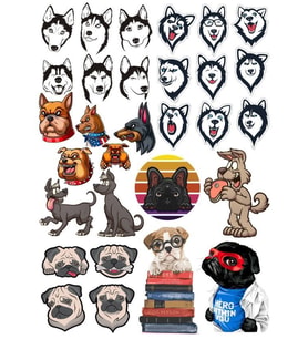 Sevimli Köpekler Sticker Set 25 Parça Telefon, Tablet, Defter, Laptop Sticker