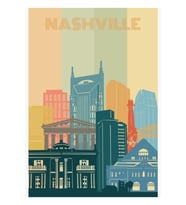 Nashville Manzarası Tablo Ahşap Poster Dekoratif