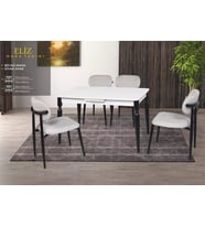 ELİZ MASA, UMAY METAL SANDALYE, BEYAZ, SİYAH