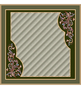 Geometrik Desen Black Seri Twill Eşarp Eşarp Askısı ile Birlikte 90x90 cm Bej Ha