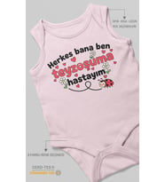Herkes Bana Ben Teyzoşuma Hastayım Baskılı Bebek Zıbını – Çıtçıtlı Body 8 Renk  %100 Pamuk Sıfır Kol (Bebek Pembesi)