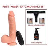 LilituShop 21 cm Belden Bağlamalı Titreşimli Realistik Dildo Penis Set