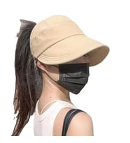 Valkyrie Geniş Vizör Güneş Koruyucu Kadın Şapka Maske Takma Düğmeli Tenis Spor Şapka Krem
