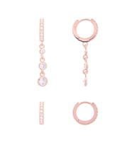 KİLİ KOMBİN SALLAMALI 925 AYAR GÜMÜŞ ROSE HALKA KÜPE