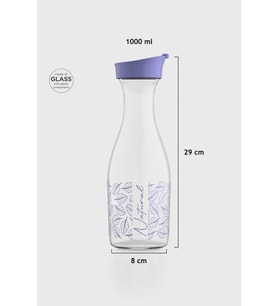Renga Odesa Çiçek Desenli 1000 ml Cam Karaf 212010 Bej (Mor)