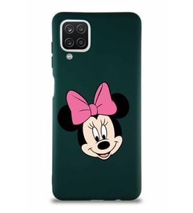 Samsung Galaxy A12 Soft Premier Kapak Minnie Mouse-C Tasarımlı Silikon Kılıf - Yeşil (Şeffaf)
