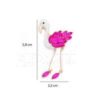 Pembe Zirkon Taşlı Sallantılı Flamingo Broş