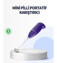 Mini Pilli Portatif Karıştırıcı – Cappuccino, Latte, Frappe ve Kahve Köpürtücü