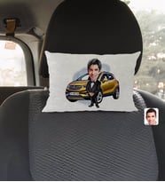 BK Gift Kişiye Özel Plakalı Erkek Opel Mokka Karikatürlü Dikdörtgen Araç Koltuk Yastığı-1