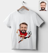 Kişiye Özel Futbolcu  Tasarımlı Karikatür Tişört 93 (Beyaz)