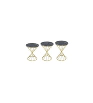 Brc18512 RİVOLİ Zigon Model Metal Gold Renk Siyah mermer temper Tabla Cam El Yapı