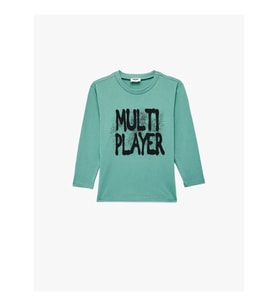 Koton Baskılı Yeşil Erkek Çocuk Uzun Kollu T-shirt 6WKB10390TK