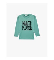 Koton Baskılı Yeşil Erkek Çocuk Uzun Kollu T-shirt 6WKB10390TK
