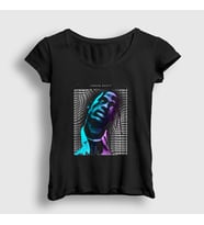 Presmono Kadın Siyah Warp Astroworld Travis Scott T-Shirt 43358tt