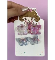 Caş Dekorasyon Karışık Renk Kelebekli Mandal Toka Ve Lastik Toka Set
