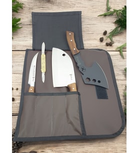 5 Parça Deri Çantalı Kamp Outdoor Seti Şef Bıçak Kamp Balta Çakı Bıçak