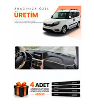 FİAT DOBLO (2007-2015) AİRBAGLİ BÜYÜK EKRAN Uyumlu Torpido Koruma Örtüsü Oto Kılıfı - Siyah Bej