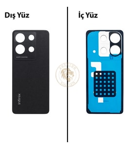 Infinix Note 30 Siyah Uyumlu Arka Kapak Arka Cam Batarya Pil Kapağı Lazer Kesim Back Cover