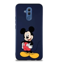 Huawei Mate 20 Lite Soft Premier Kapak Mickey Mouse-E Tasarımlı Silikon Kılıf - Lacivert (Şeffaf)