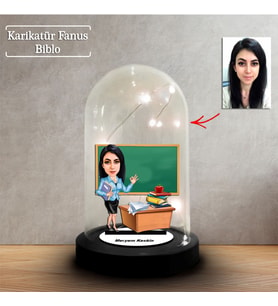 Kişiye Özel Karikatür  Kadın ÖğretmenTasarımlı Fanus Biblo, Öğretmene Hediye, Öğretmenler Günü, Öğretmenler Günü Hediyesi,, FN229