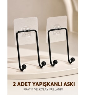İkili Duvar Tipi Yapışkanlı Askılık Pratik Ev Düzenleme Askısı
