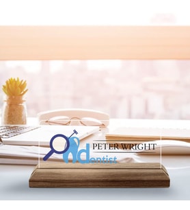 BK Gift Kişiye Özel İsimli Diş Hekimi Temalı Ahşap Tabanlı Akrilik Masa İsimliği-4, Ofis Dekoru, Mesleki Hediye, Ofis Hediyeleri