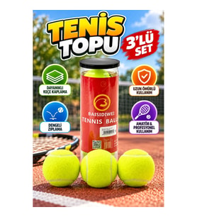 3’lü Tenis Topu Seti – Dayanıklı Keçe Kaplama ve Dengeli Zıplama