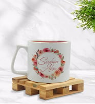 BK Gift Kişiye Özel Çiçek Tasarımlı Middle Beyaz Kupa Bardak Model 12