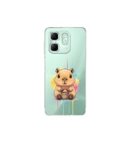 Infinix Smart 9 ile Uyumlu Splash Kapibara Tasarımlı Şeffaf Silikon Kılıf