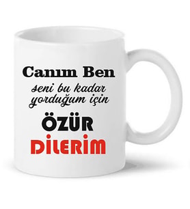 Özür Dilerim 2nolu Baskılı Porselen Kupa Bardağı Kupa Bardak