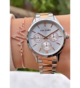 Tom Jones Marka Rose Gümüş Renk 2 Yıl Garantili Su Geçirmez Kadın Kol Saati - Bileklik (Rose - Gold)