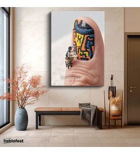 Dikey Kanvas Tablo Minyatür Ressam Sanat Tablosu Ev Ofis Duvar Dekoru