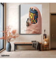 Dikey Kanvas Tablo Minyatür Ressam Sanat Tablosu Ev Ofis Duvar Dekoru